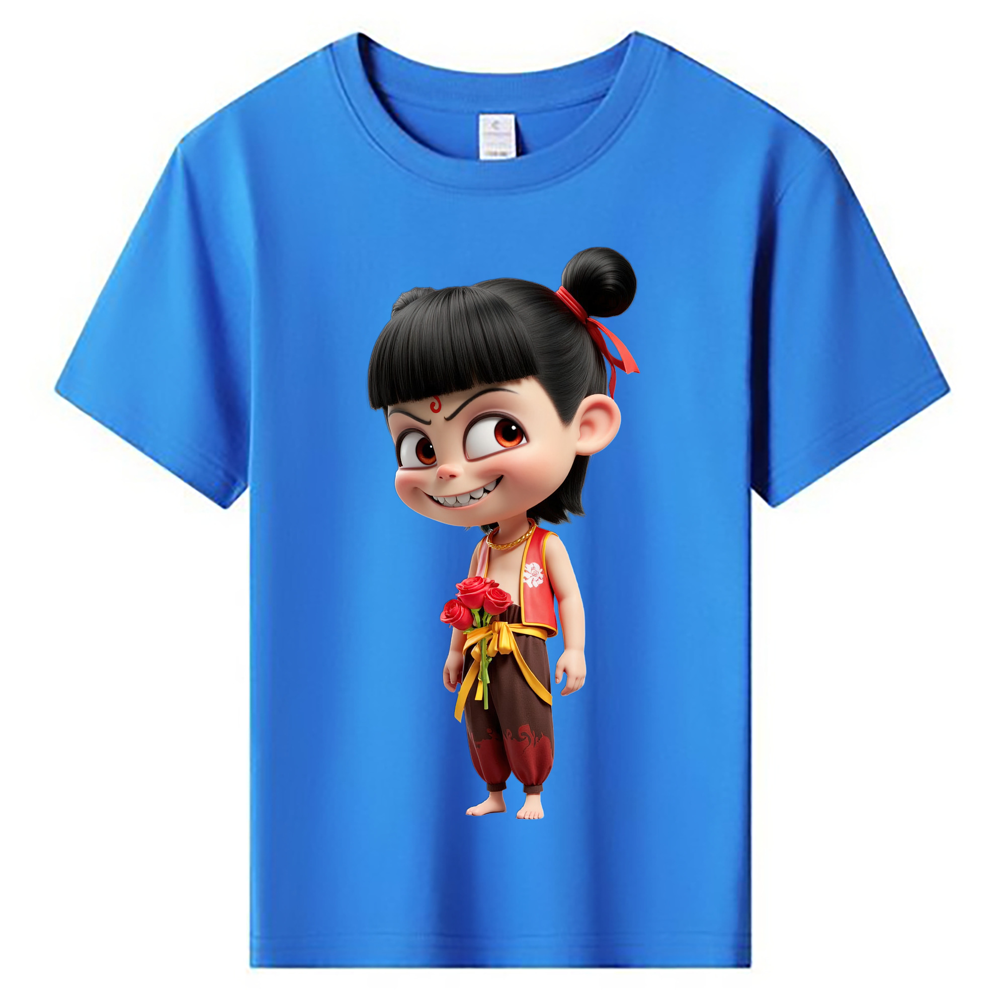 （画像用） Ne Zha 2 ナタ 魔童の大暴れ 綿100％キッズTシャツ（フロントプリント）